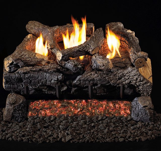 Evening Fyre gas logs outdoor fireplace