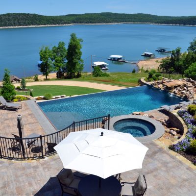 Infinity pool overlooking lake