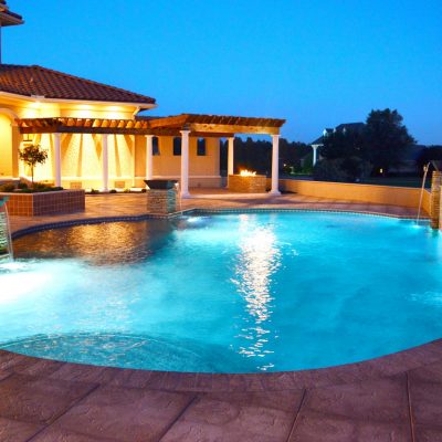 Pool with lighting at twilight