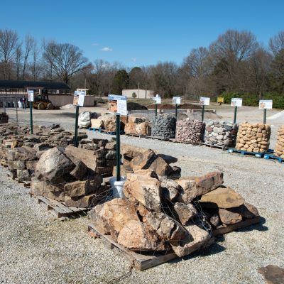 Natural landscaping rocks and stones in store at Outdoor Living in Collierville, Memphis TN