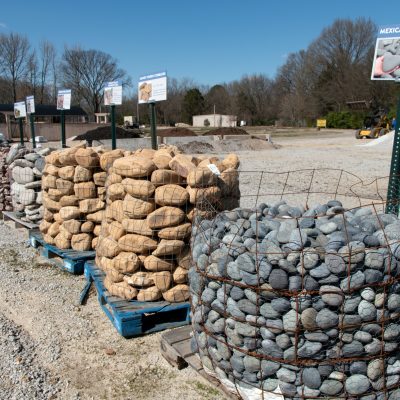 Landscaping rocks and stones on display at Outdoor Living in Collierville, Memphis