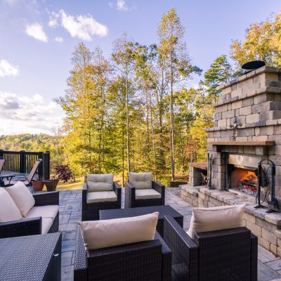 Natural stones used to build spectacular outdoor fireplaces in garden