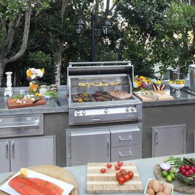 outdoor kitchen area with alfresco grill